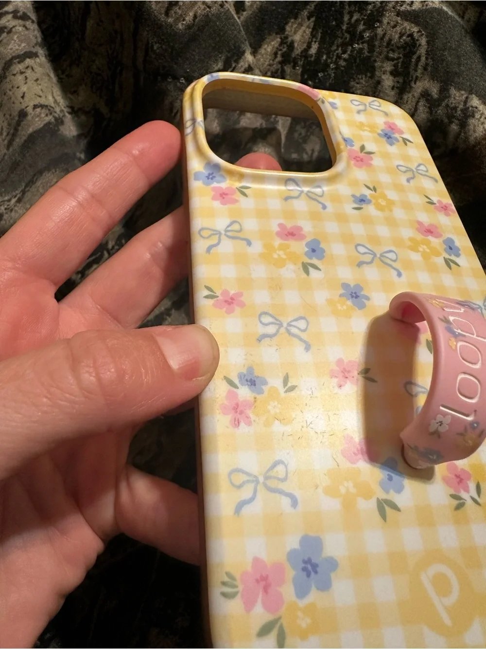 Loopy Case Yellow Floral Gingham Phone Case iPhone 14 Pro Max